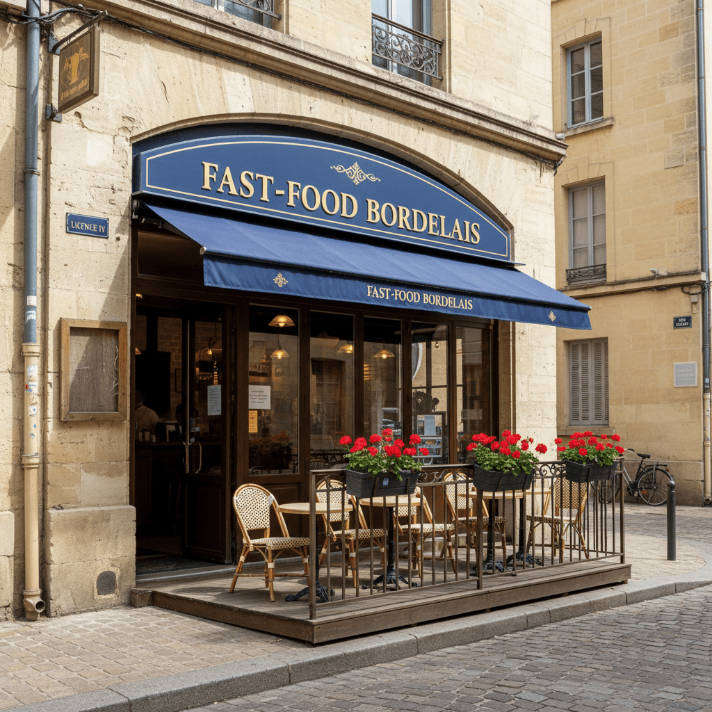 Fast-food 28m² à Bordeaux : terrasse - licence IV
