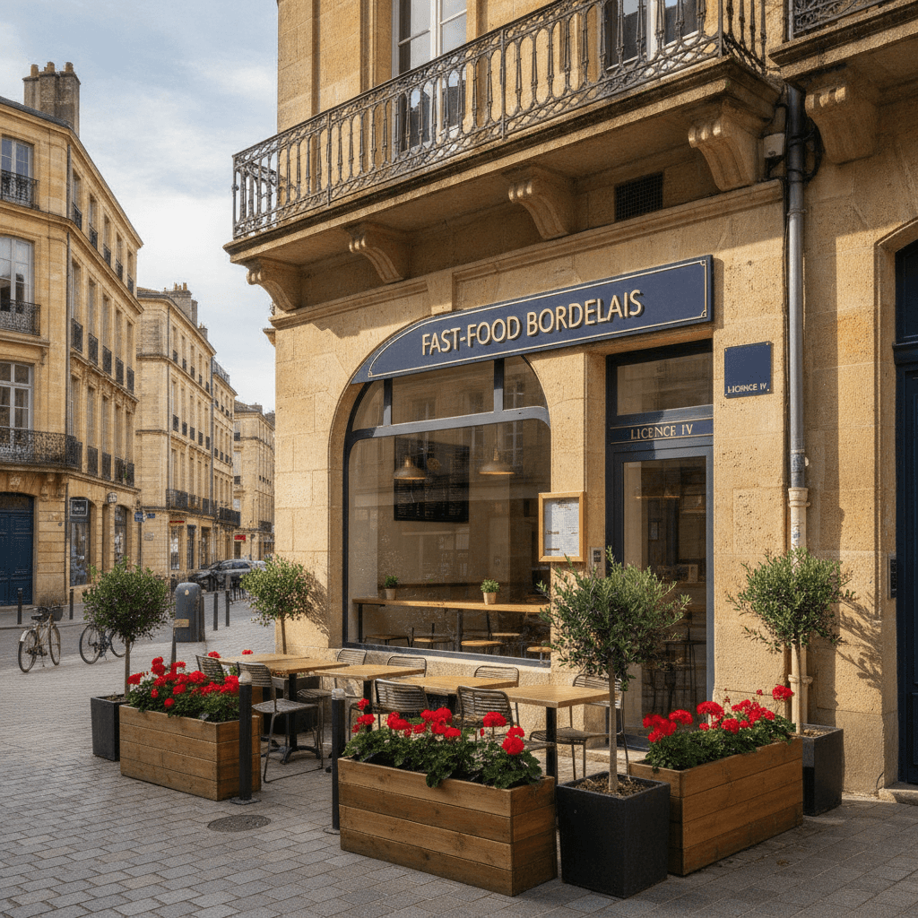 Fast-food 200m² à Bordeaux : terrasse - licence IV