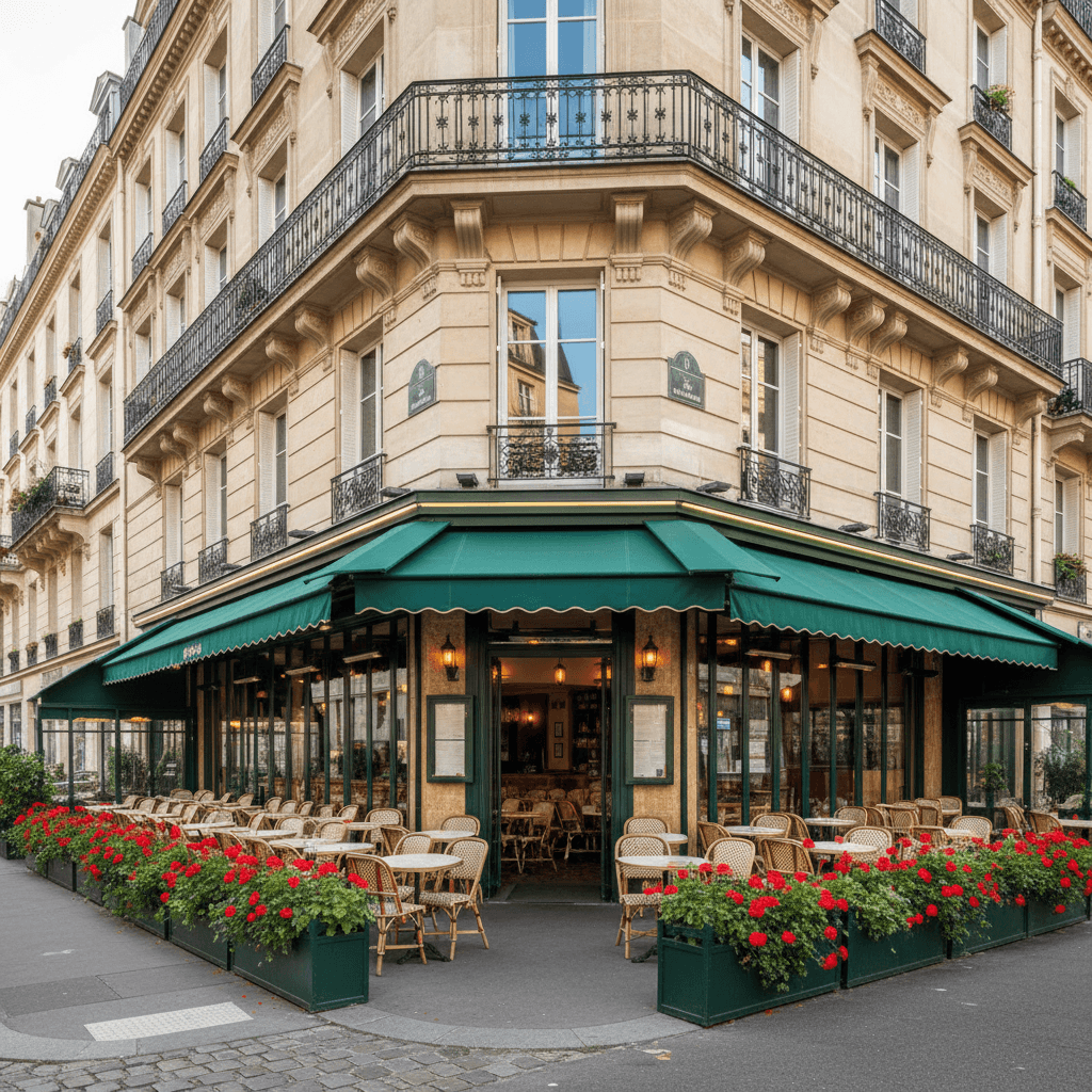 Restaurant d'angle à Paris avec terrasse