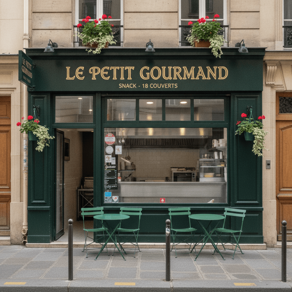 Snack 18 couverts à Paris : terrasse - cuisine équipée