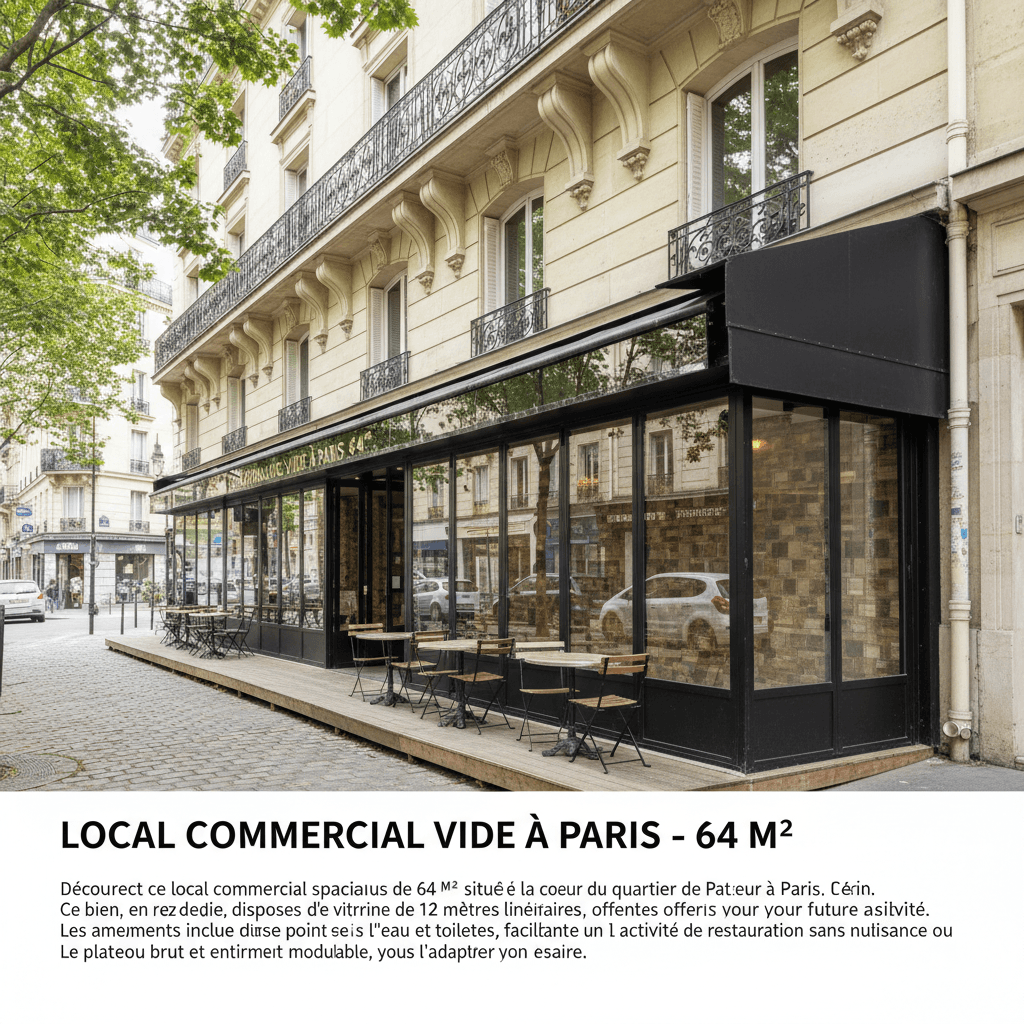 Local Commercial Vide à Paris - 64 m²