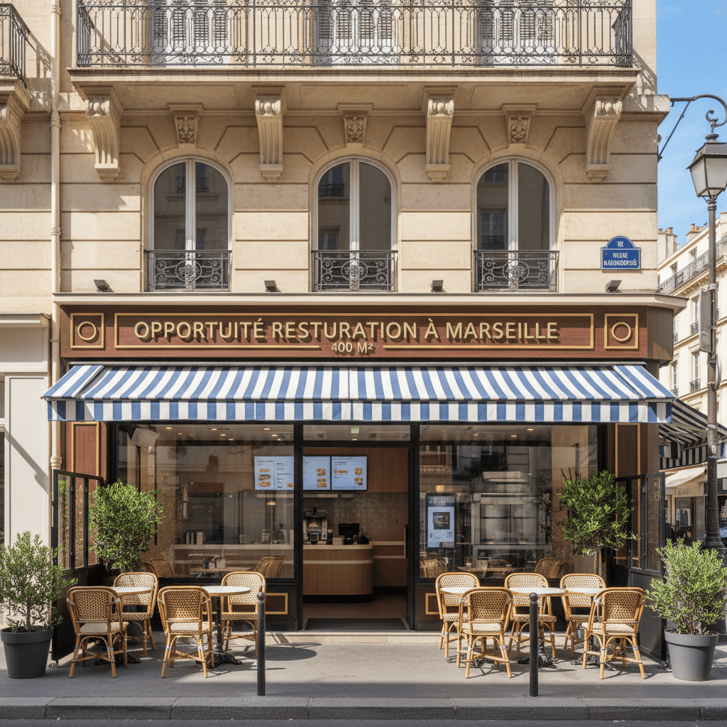 Fast-food 400m² à Marseille : terrasse - licence IV