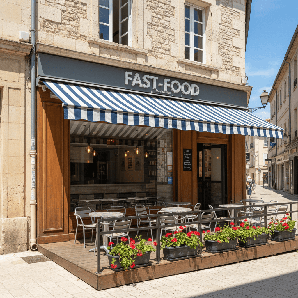 Fast-food 70m² à Montpellier : terrasse - licence IV