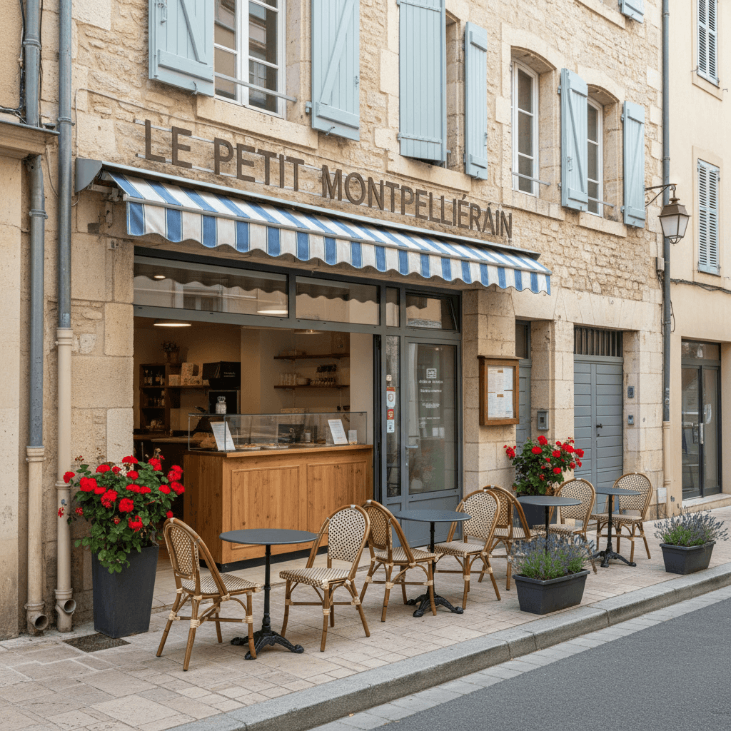 Snack 40m² à Montpellier : terrasse - cuisine équipée