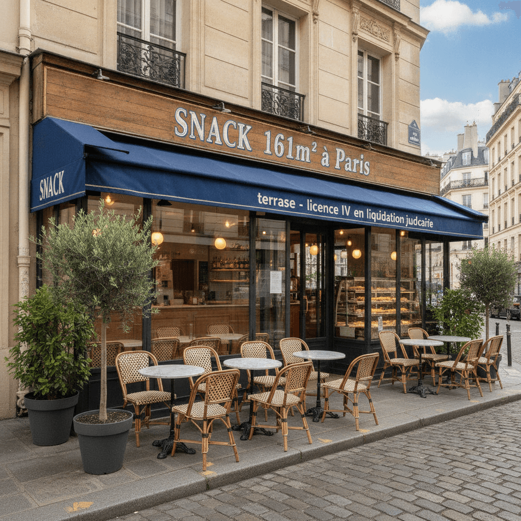 Snack 161m² à Paris : terrasse - licence IV en liquidation judiciaire