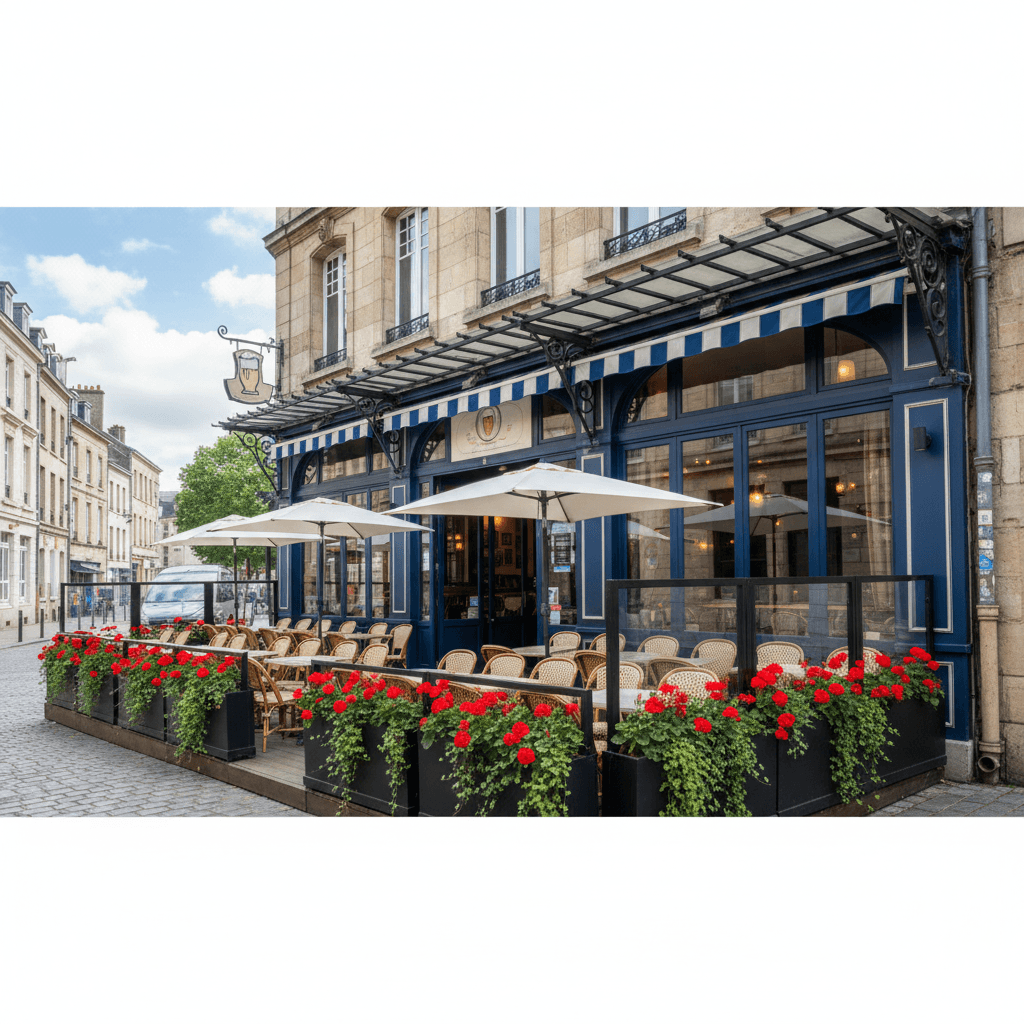 Bar-brasserie 101m² à Reims : terrasse - cuisine équipée