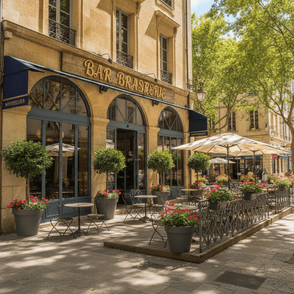 Bar-brasserie 280m² à Montpellier : terrasse - licence IV