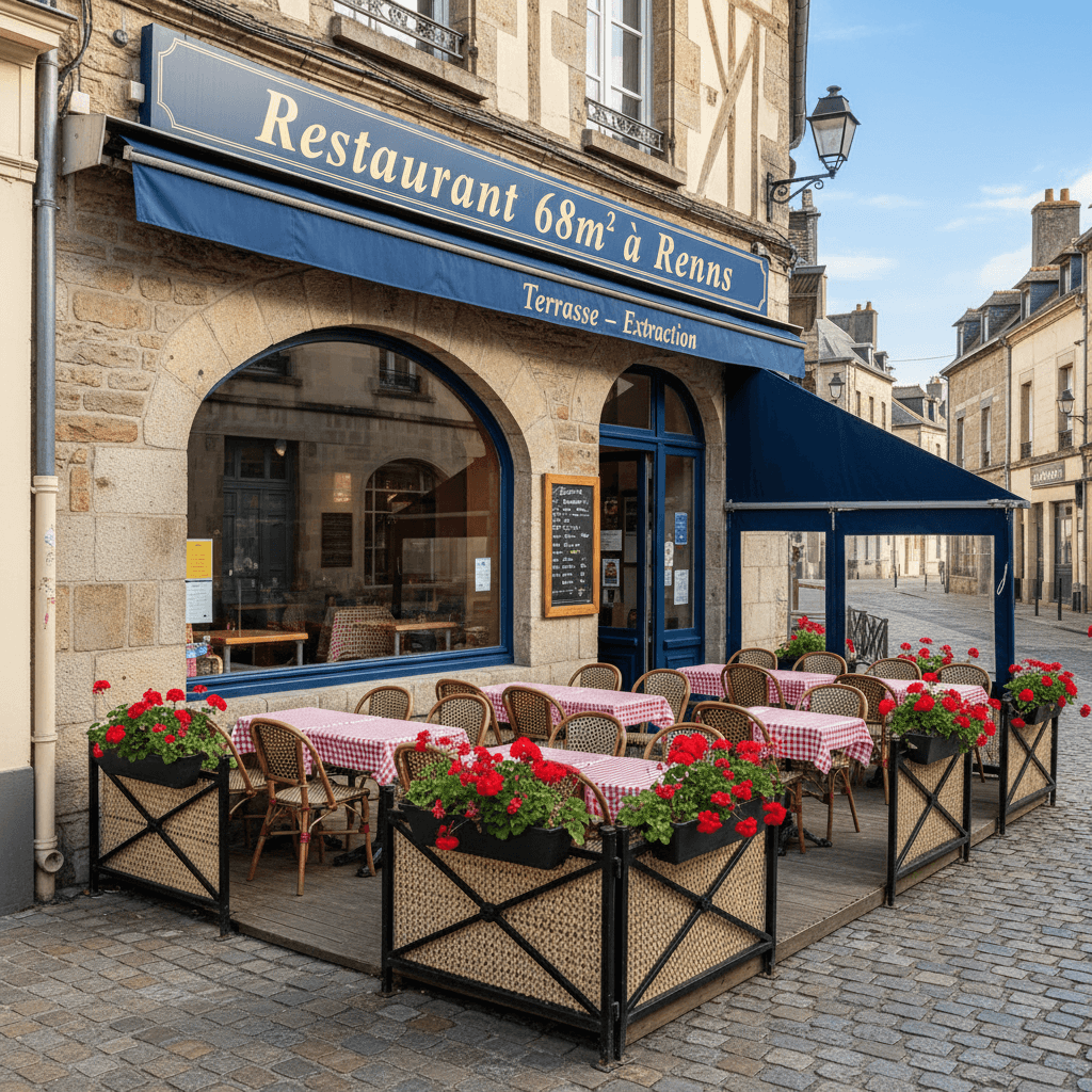 Restaurant 68m² à Rennes : terrasse - extraction