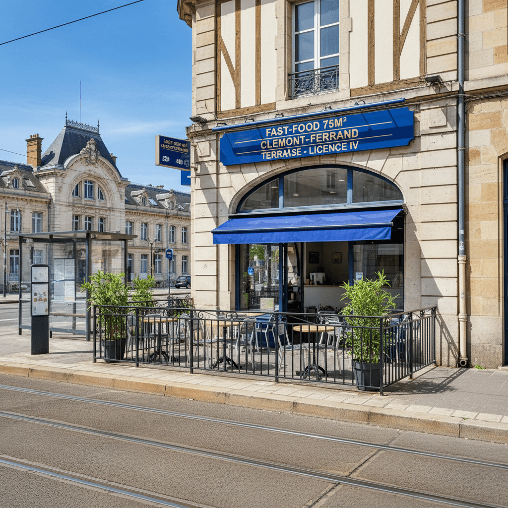 Fast-food 75m² à Clermont-Ferrand : terrasse - licence IV