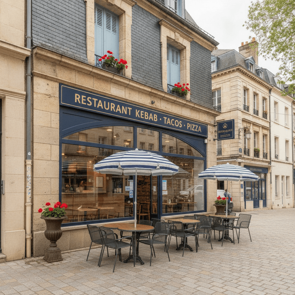 Fast-food 70m² à Reims : terrasse - cuisine équipée
