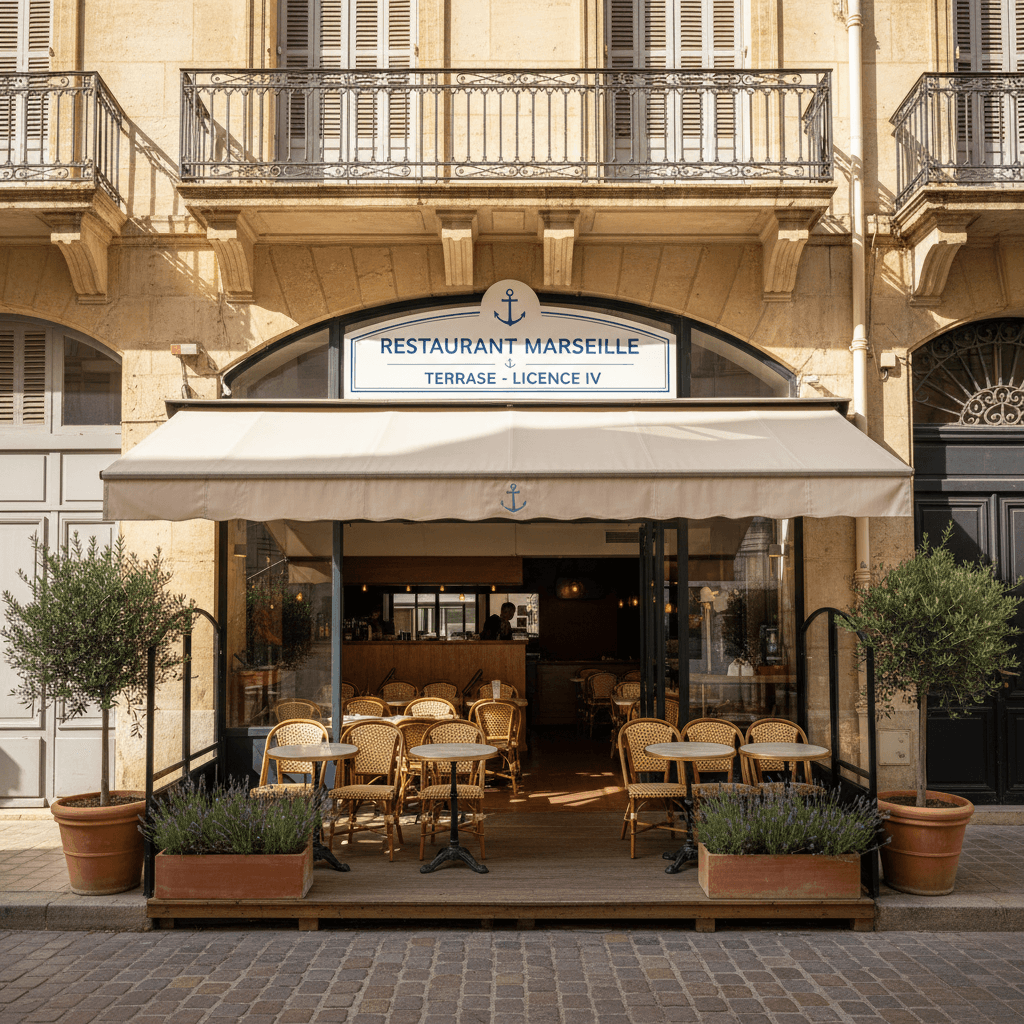 Restaurant à Marseille : terrasse - licence IV