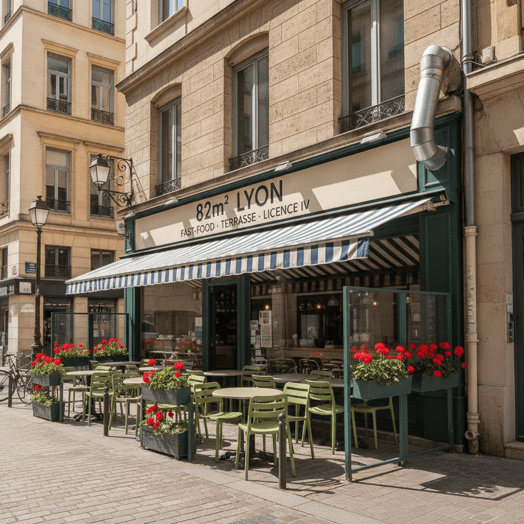 Fast-food 82m² à Lyon : terrasse - licence IV