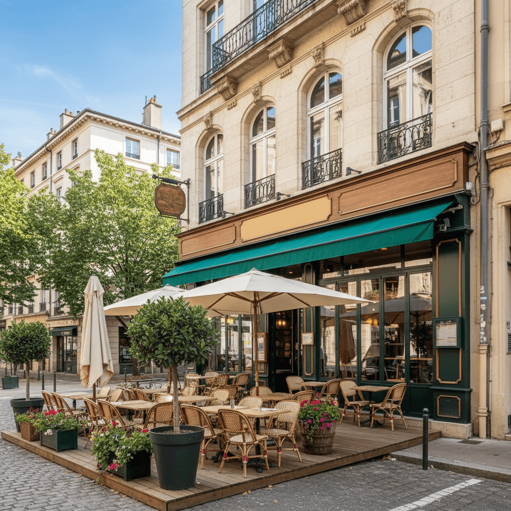 Restaurant 95m² à Lyon : terrasse - licence IV