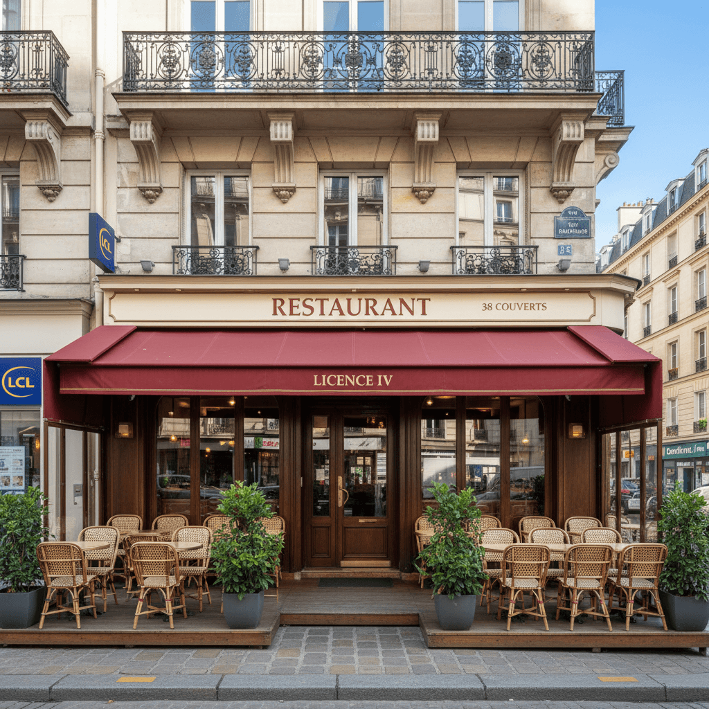Restaurant 38 couverts à Paris : terrasse - licence IV