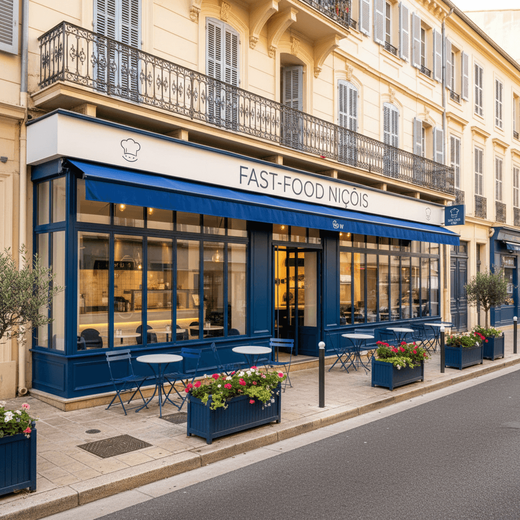 Fast-food 80m² à Nice : terrasse - licence IV