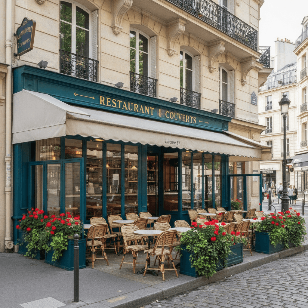 Restaurant 1 couverts à Paris : terrasse - licence IV