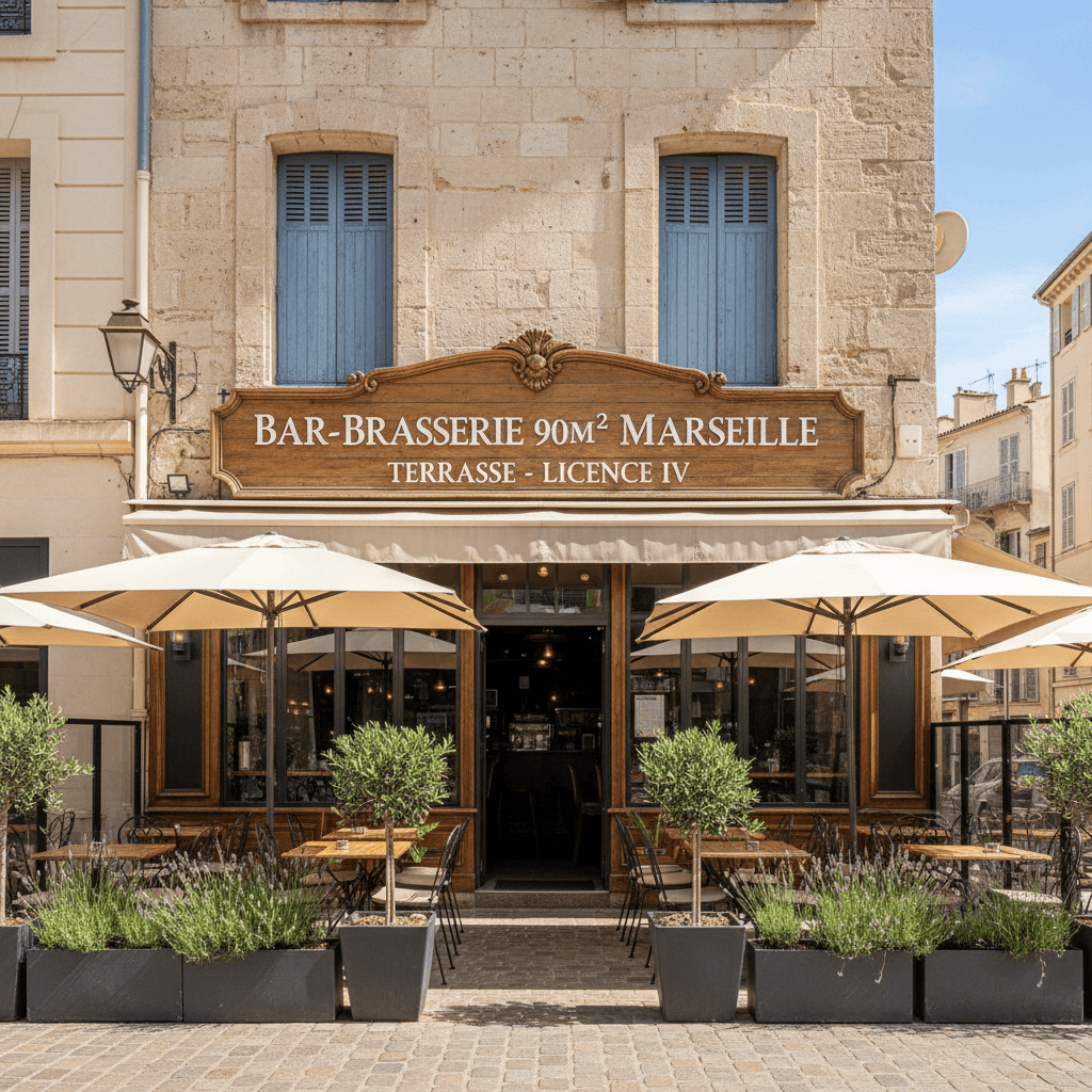 Bar-brasserie 90m² à Marseille : terrasse - licence IV
