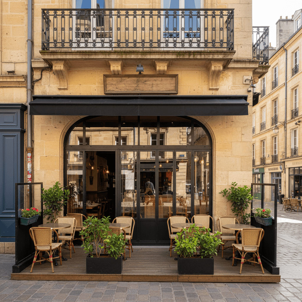 Restaurant 70m² à Bordeaux : terrasse - extraction
