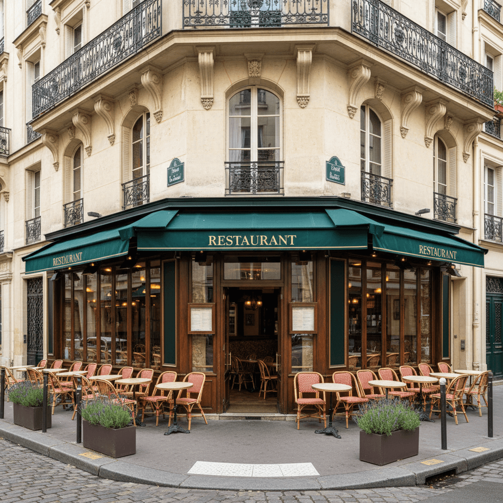 Restaurant d'angle avec belle façade à Paris