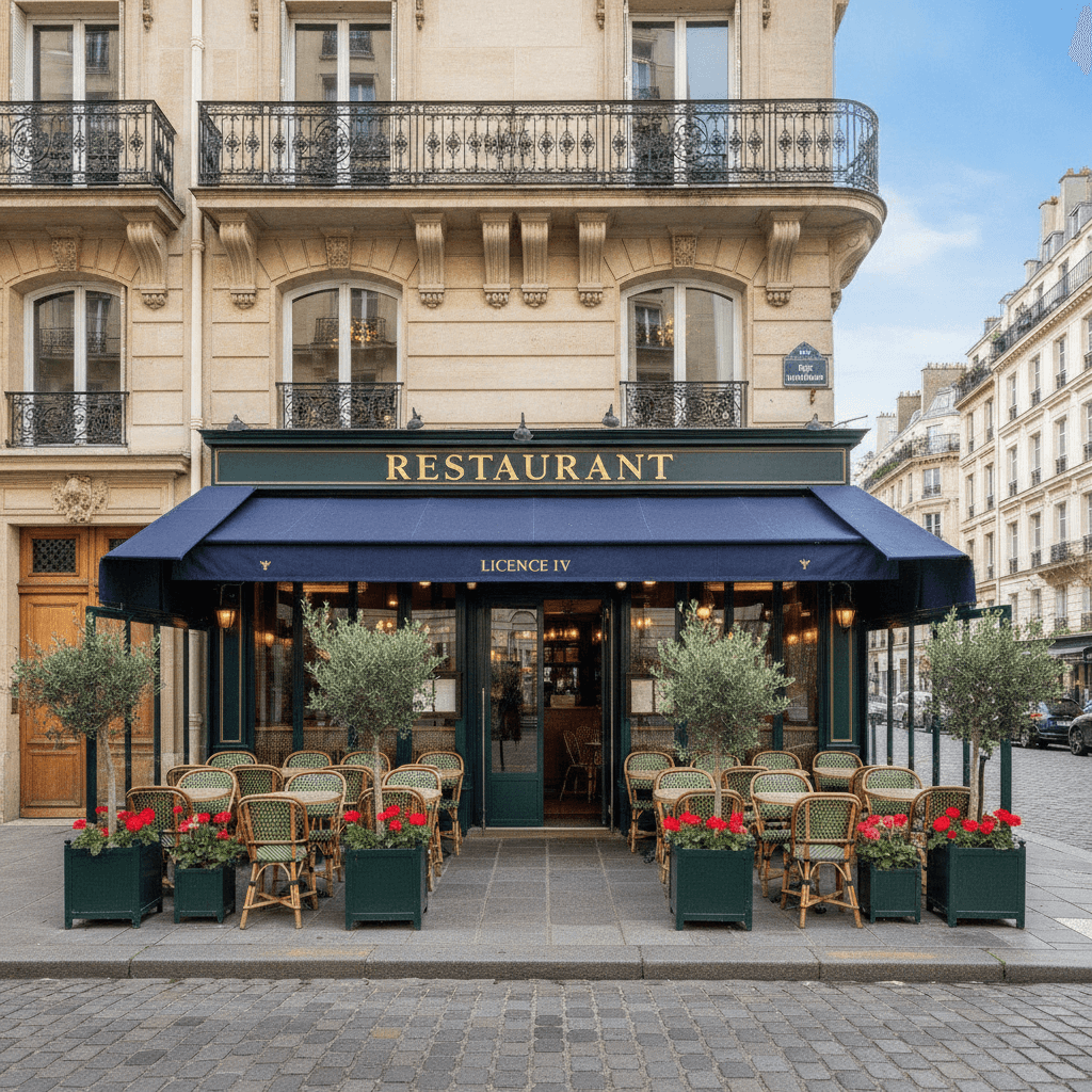 Restaurant 45 couverts à Paris : terrasse - licence IV