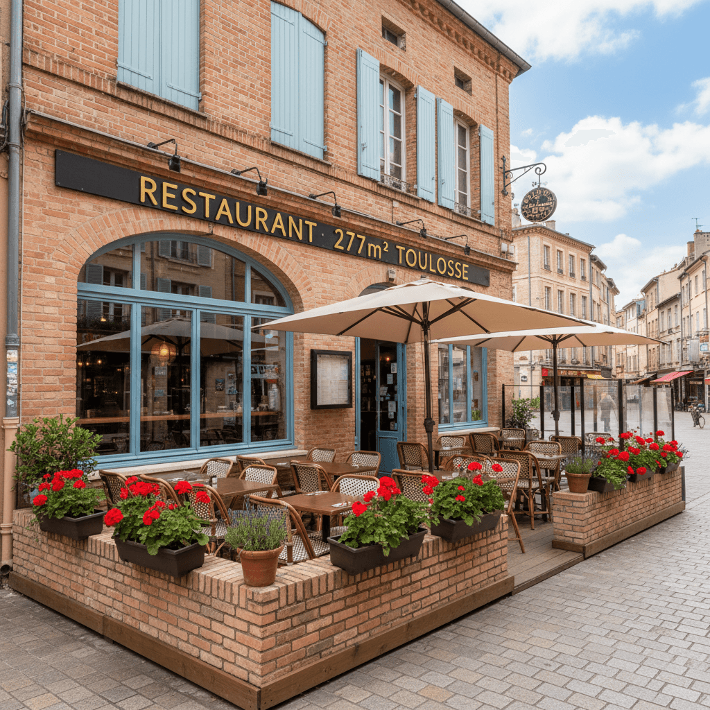 Restaurant 277m² à Toulouse : terrasse - licence IV