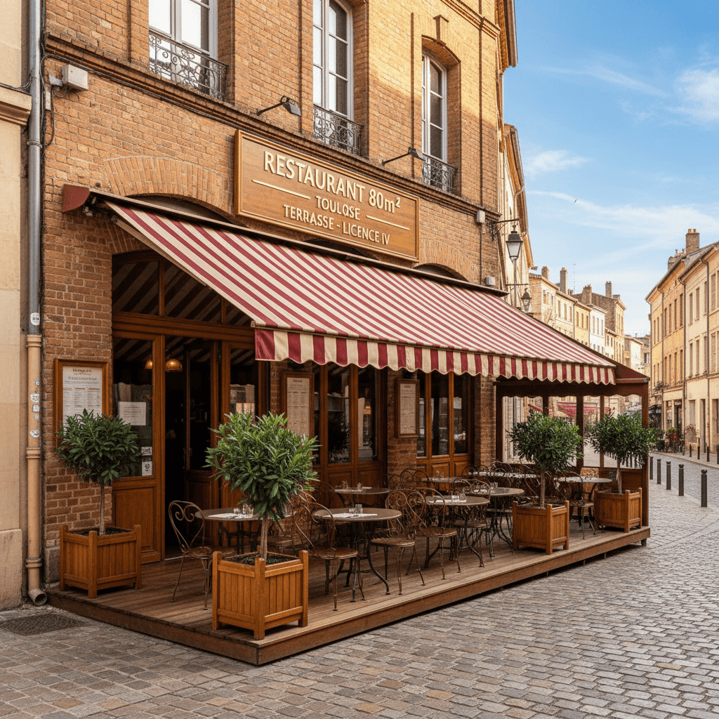Restaurant 80m² à TOULOUSE : terrasse - licence IV