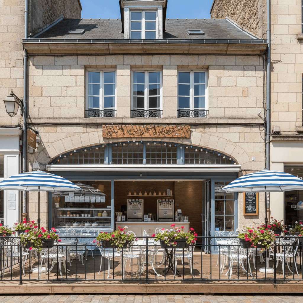 Snack 40m² à Rennes : terrasse - cave/réserve