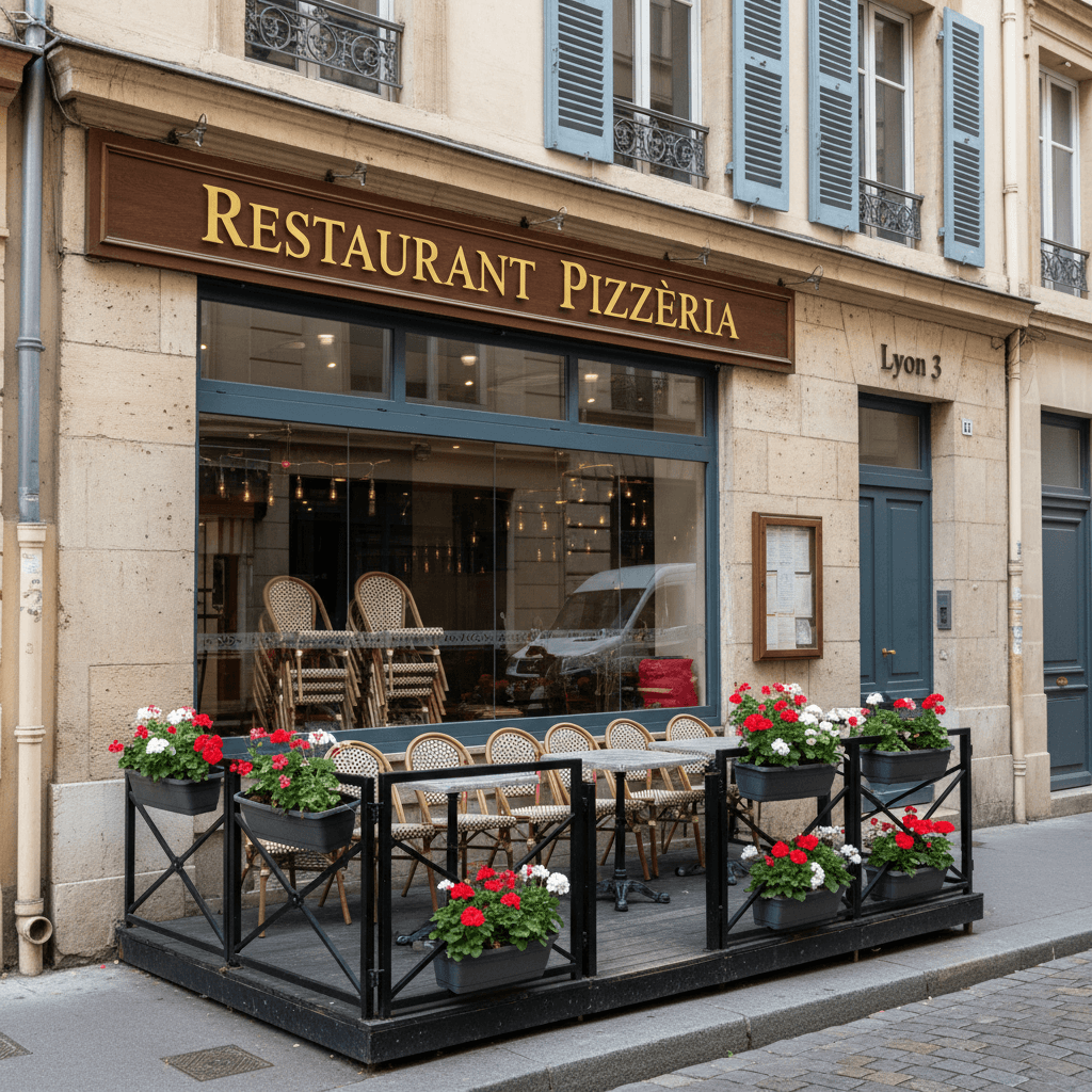 Restaurant 328m² à Lyon : terrasse - licence IV