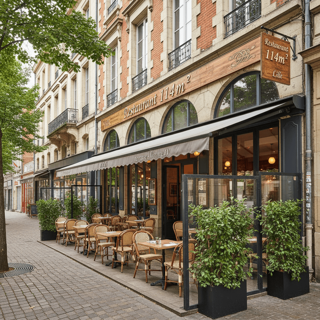 Restaurant 114m² à Lille : terrasse - licence IV