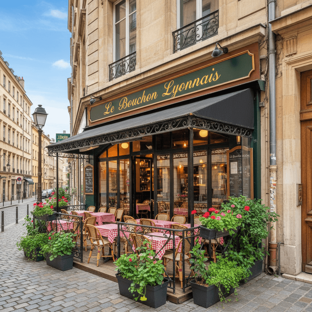 Restaurant 65m² à Lyon : terrasse - cuisine équipée