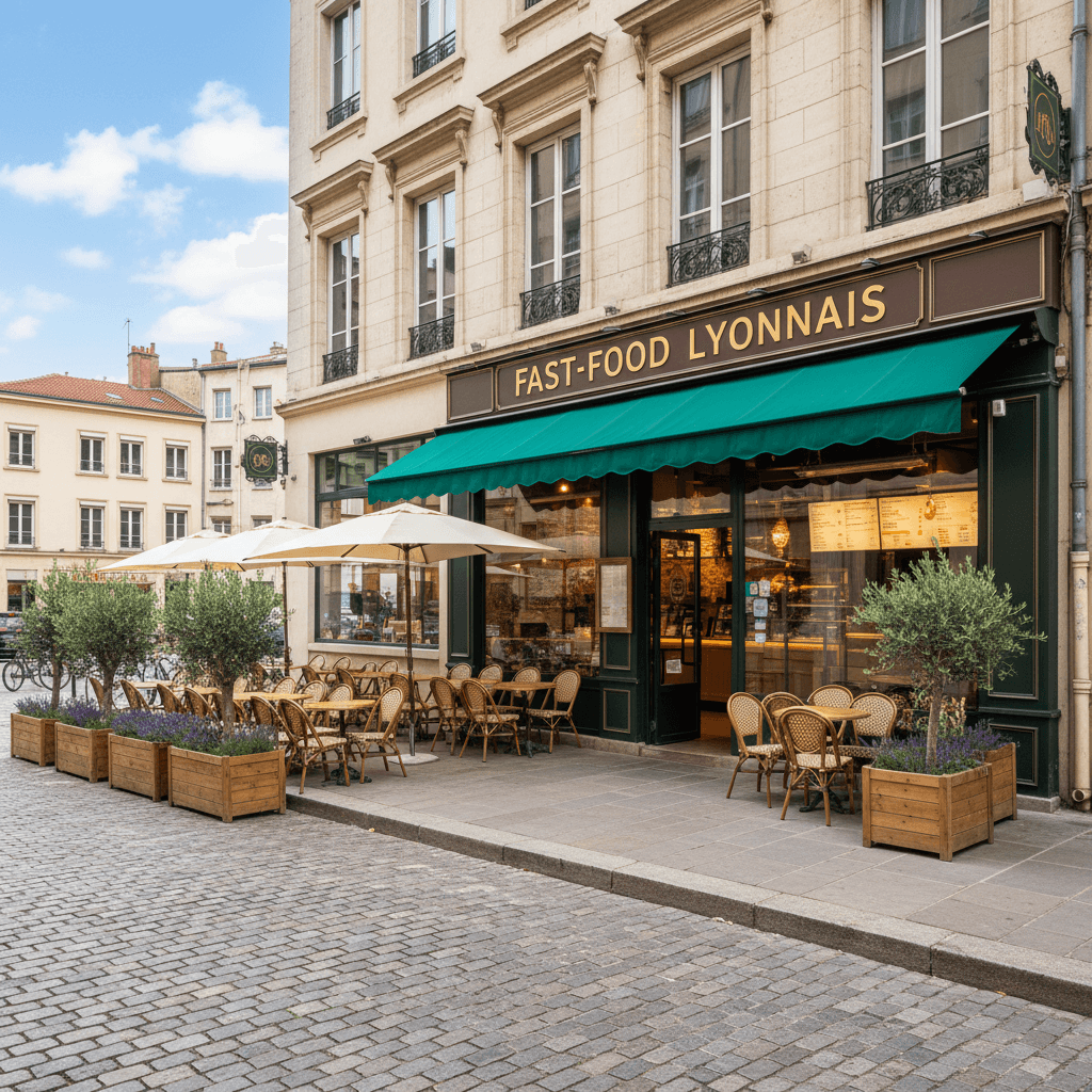 Fast-food à Lyon : terrasse - extraction