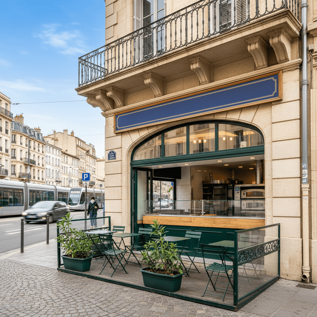 Fast-food à Montpellier : terrasse - extraction