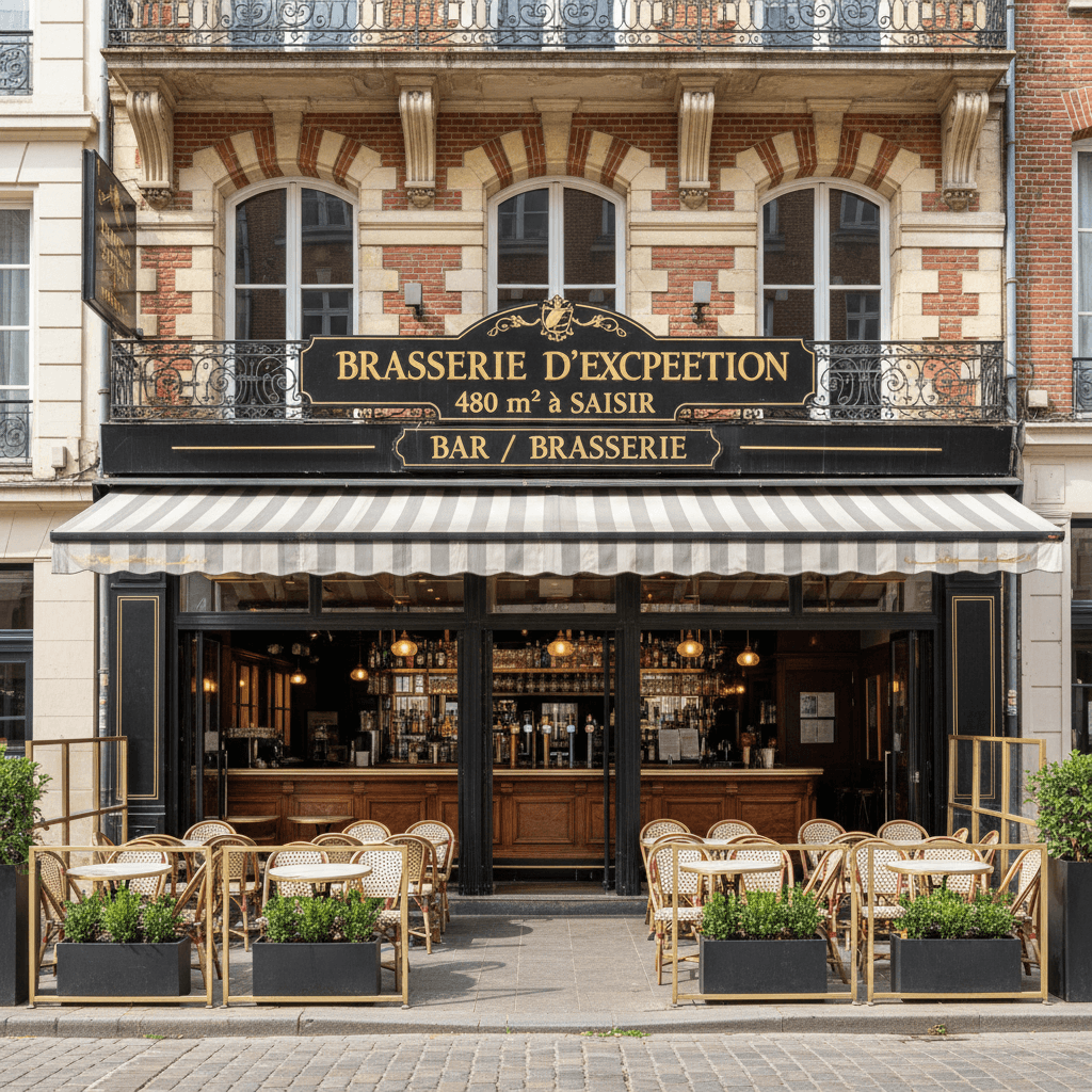 Bar-brasserie 480m² à Lille : terrasse - licence IV