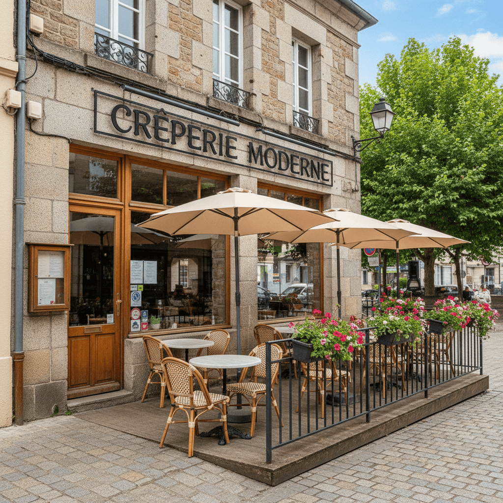 Restaurant 120m² à Rennes : terrasse - cuisine équipée
