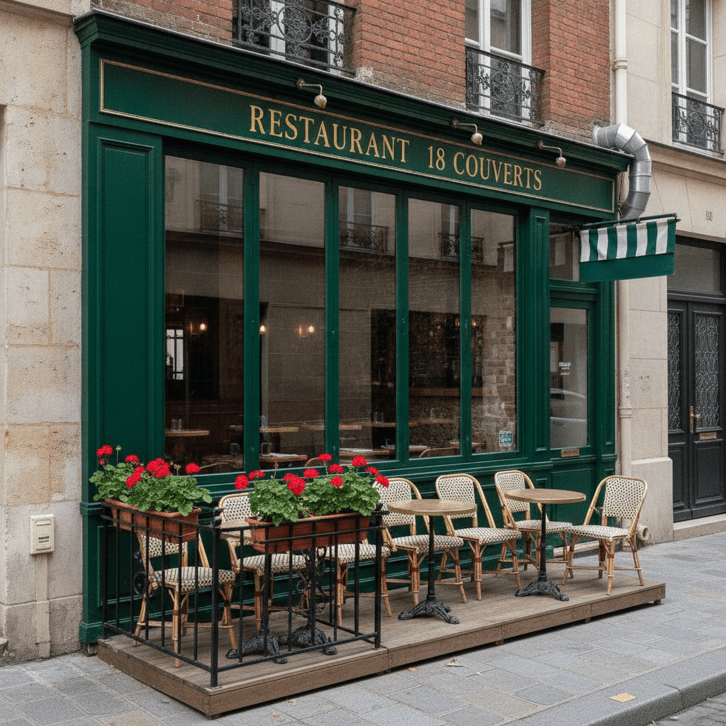 Restaurant 18 couverts à Paris : terrasse - extraction