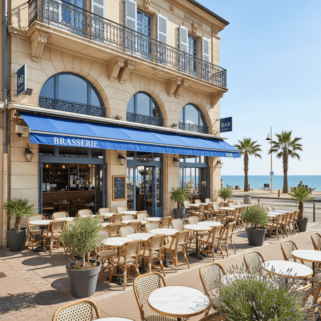 Bar-brasserie 700m² à Montpellier : terrasse - extraction