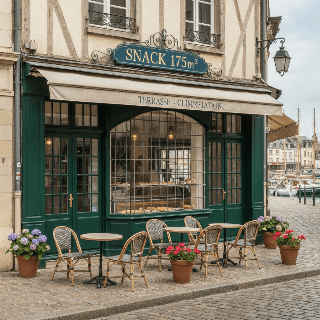 Snack 175m² à Honfleur : terrasse - climatisation
